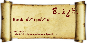 Beck Árpád névjegykártya