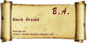 Beck Árpád névjegykártya
