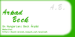 arpad beck business card